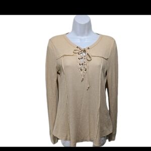 Rag Poets Waffle Knit Henley Top S Long Sleeve Thermal Boho Western Outdoor 7700